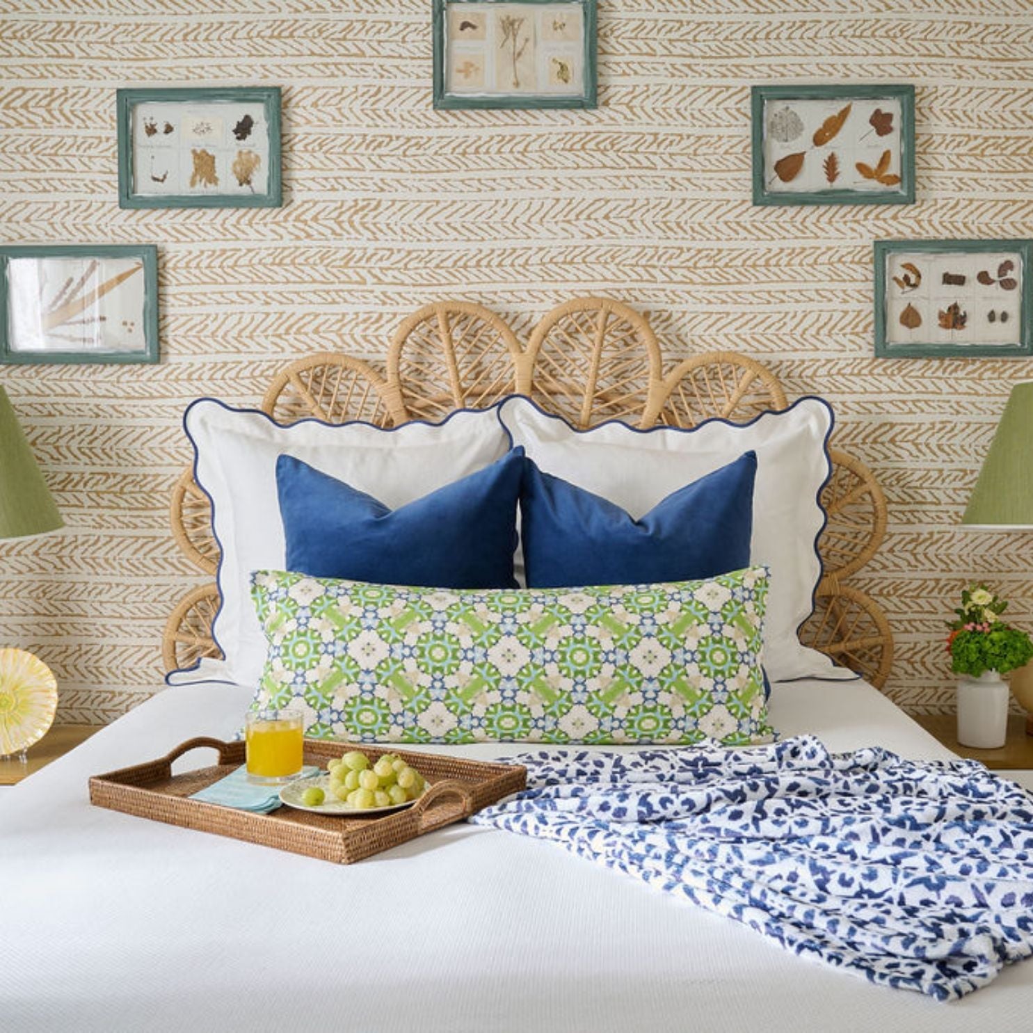 Porto Tiles Navy Fleece Blanket