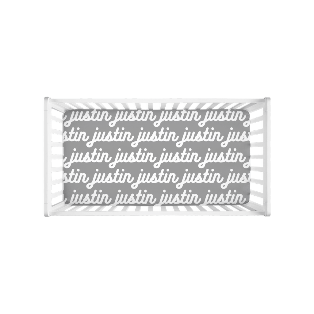 PERSONALIZED MODERN REPEAT CRIB SHEET - RETRO CURSIVE