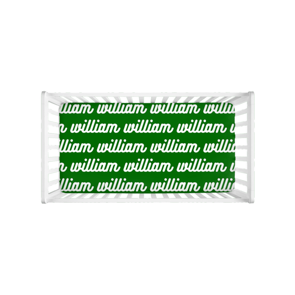 PERSONALIZED MODERN REPEAT CRIB SHEET - RETRO CURSIVE
