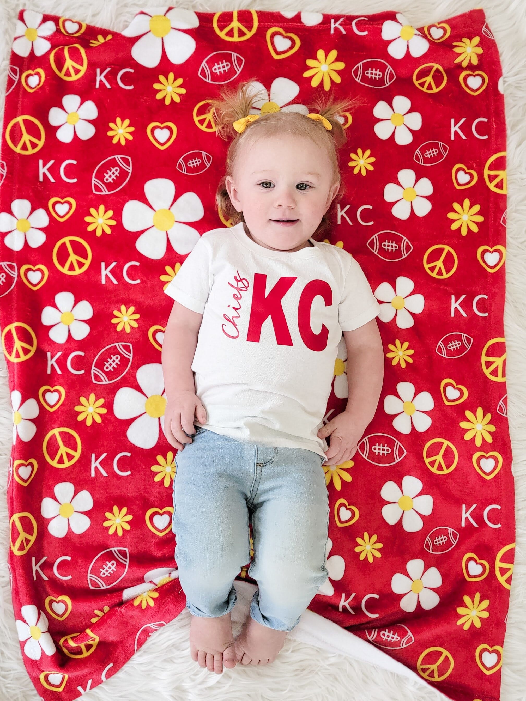 Kansas City Flower Power Football Blanket