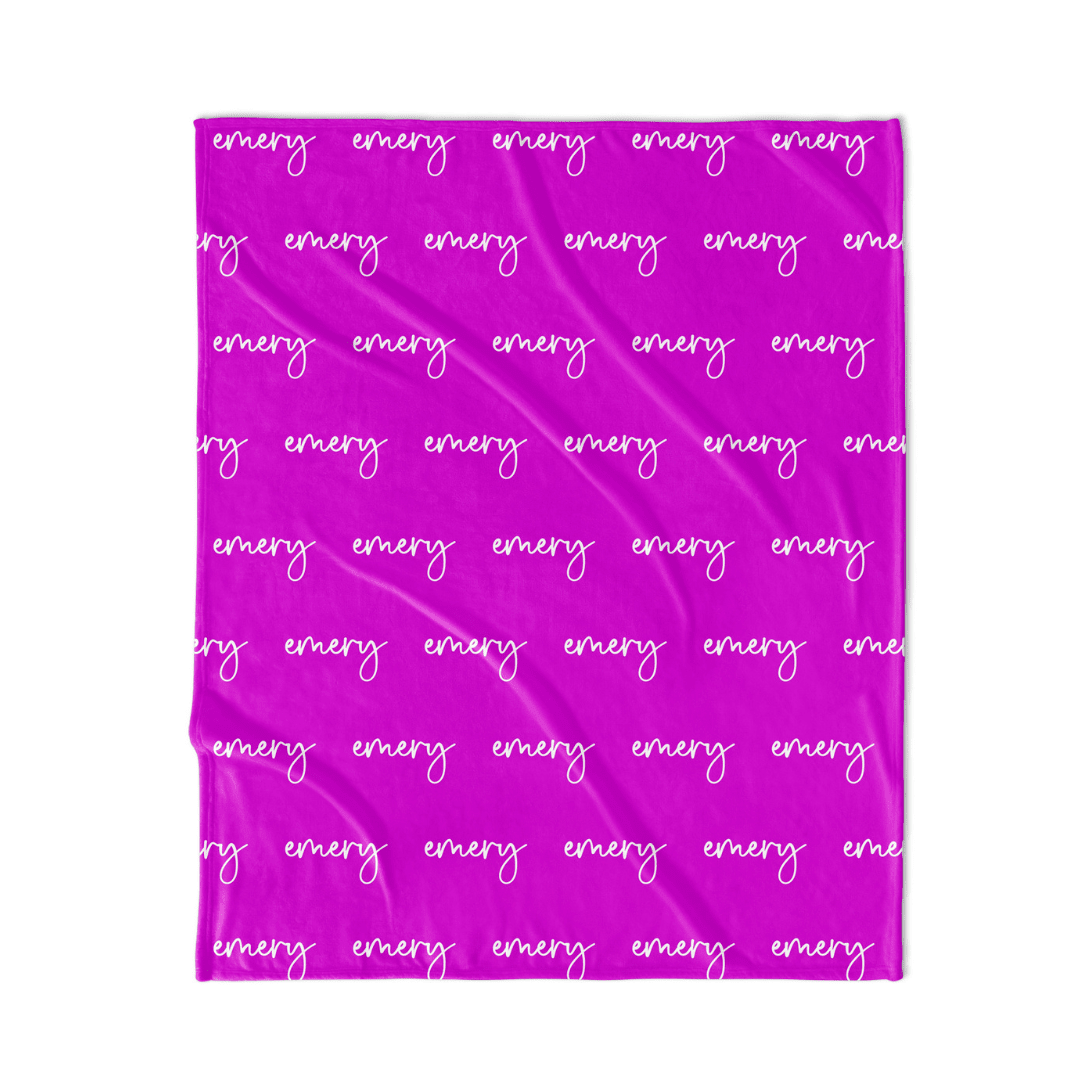 PERSONALIZED NAME BLANKET - SCRIPT FONT - TROPICAL MAGENTA