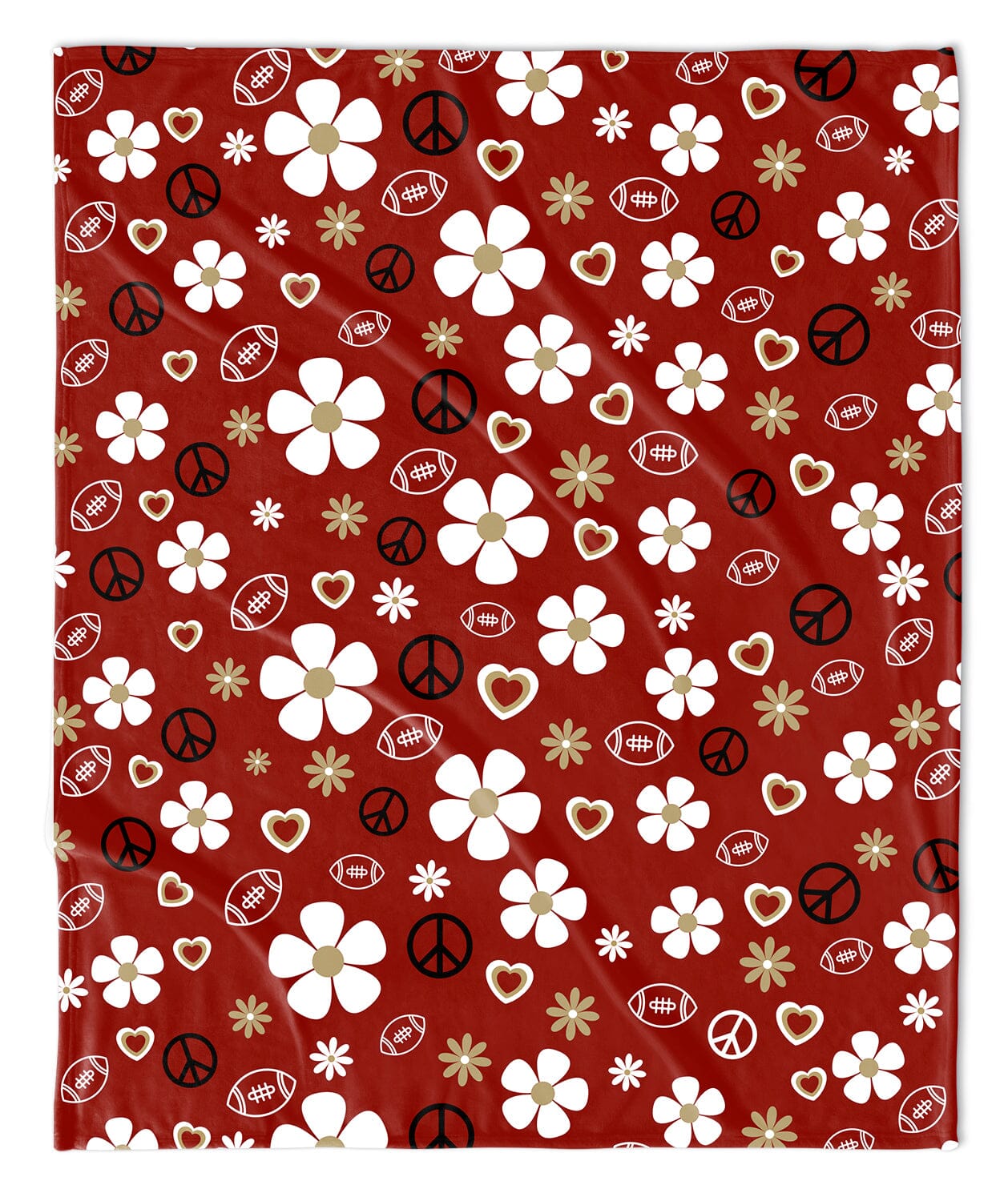 MAROON & GOLD FLOWER POWER FOOTBALL BLANKET