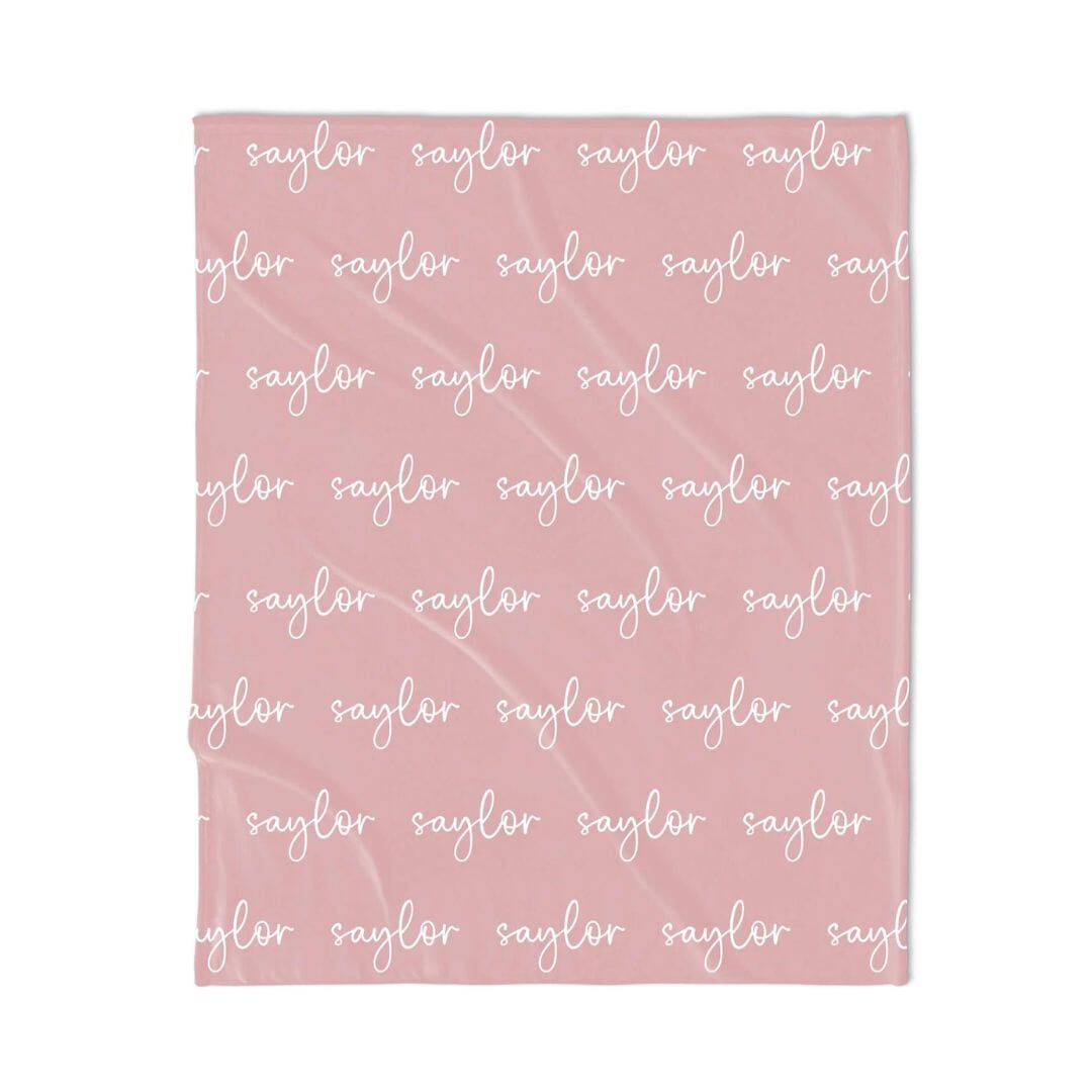 PERSONALIZED NAME BLANKET - SCRIPT - BLUSH PINK