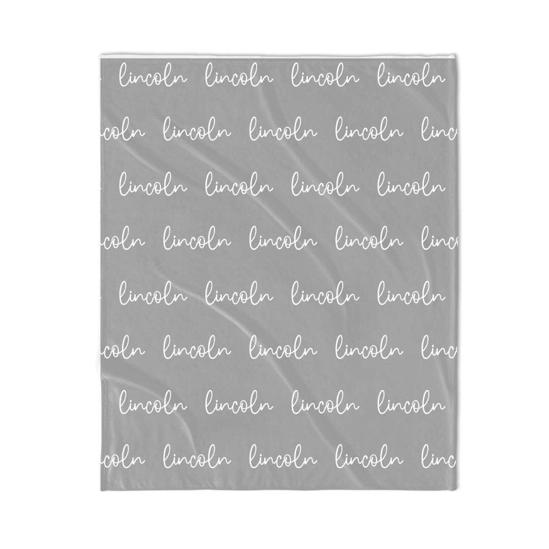 PERSONALIZED NAME BLANKET - SCRIPT - LIGHT GRAY