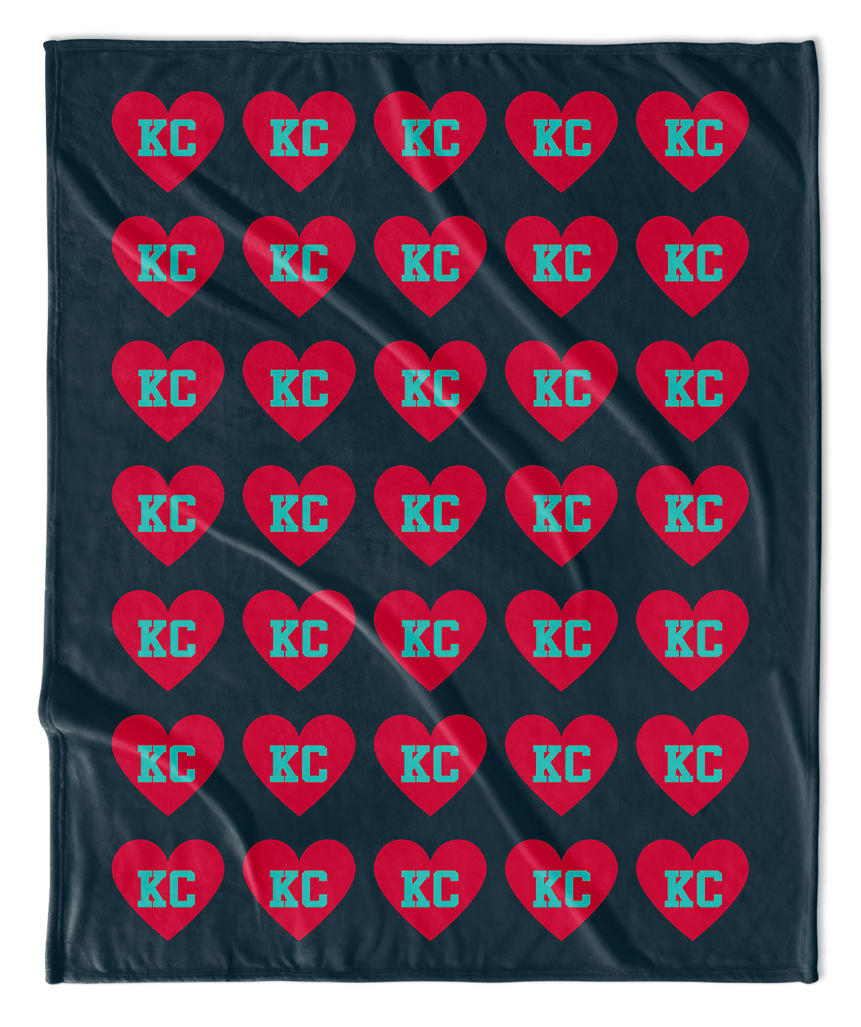 Teal & Red KC Hearts Blanket