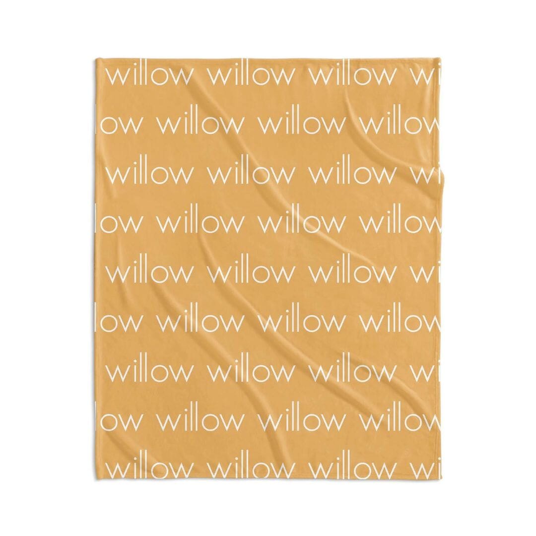 PERSONALIZED NAME BLANKET - LIGHT FONT - MELON
