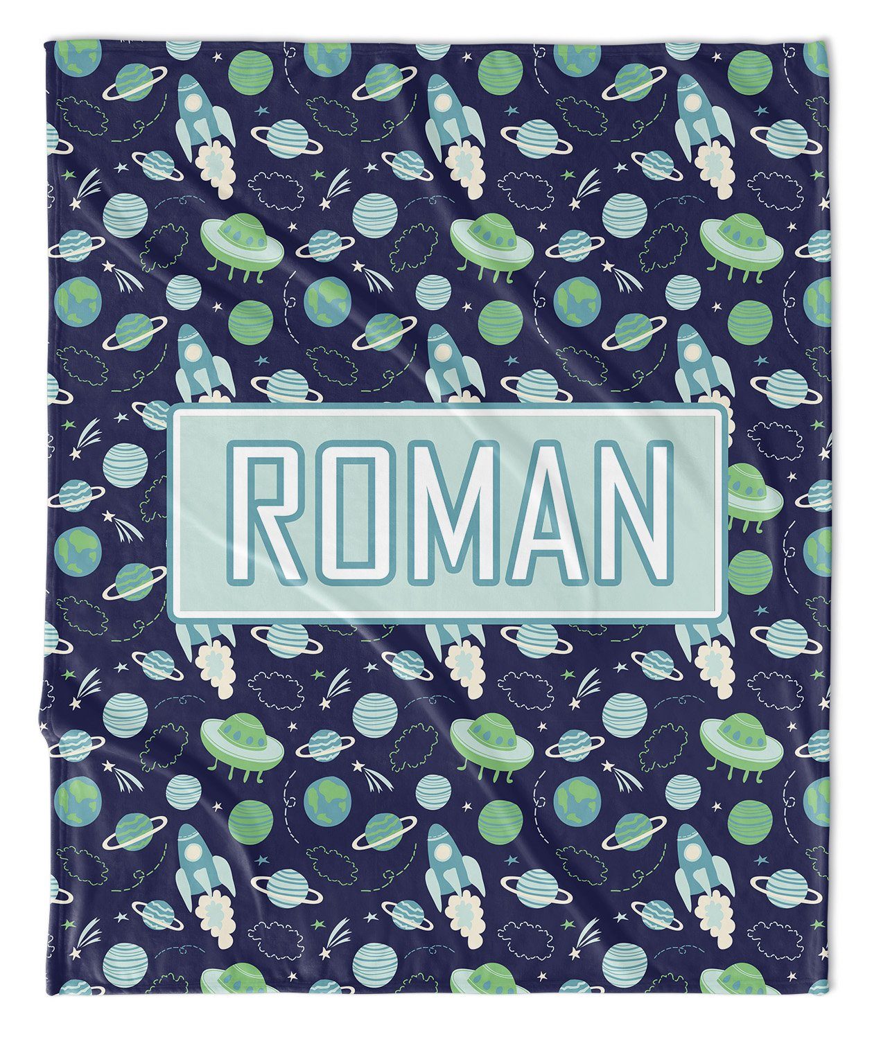 THE SKY IS THE LIMIT SPACE MODERN PERSONALIZED NAME BLANKET