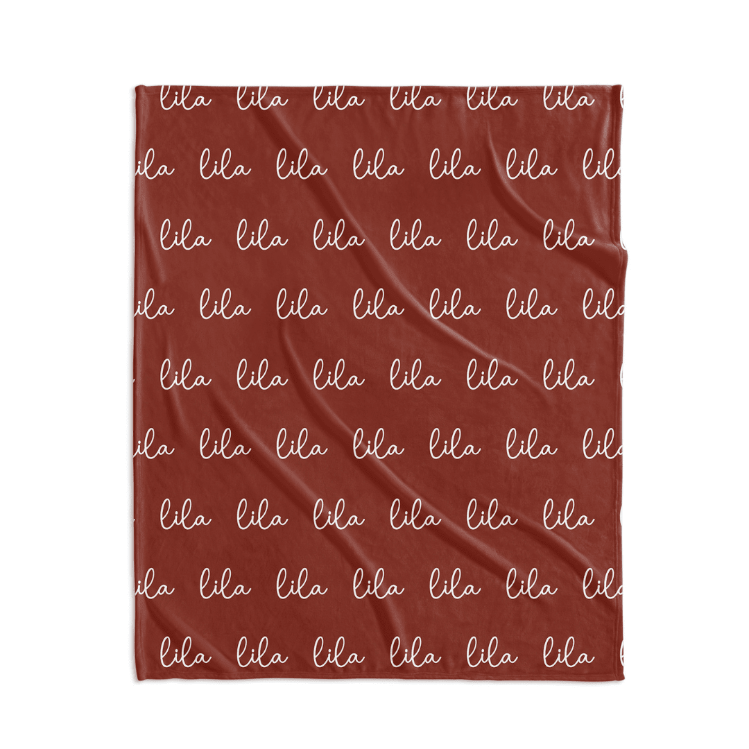 PERSONALIZED NAME BLANKET - SCRIPT BRICK RED