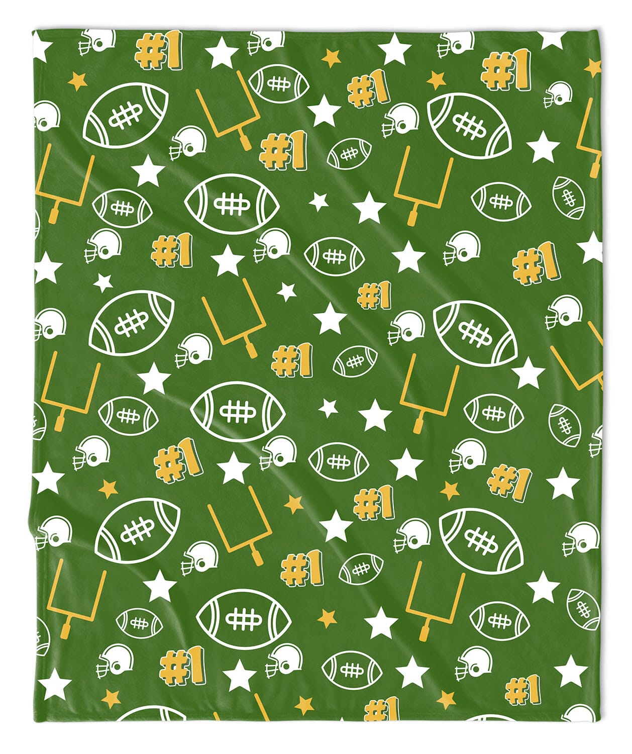 GREEN & YELLOW TOUCHDOWN FOOTBALL BLANKET