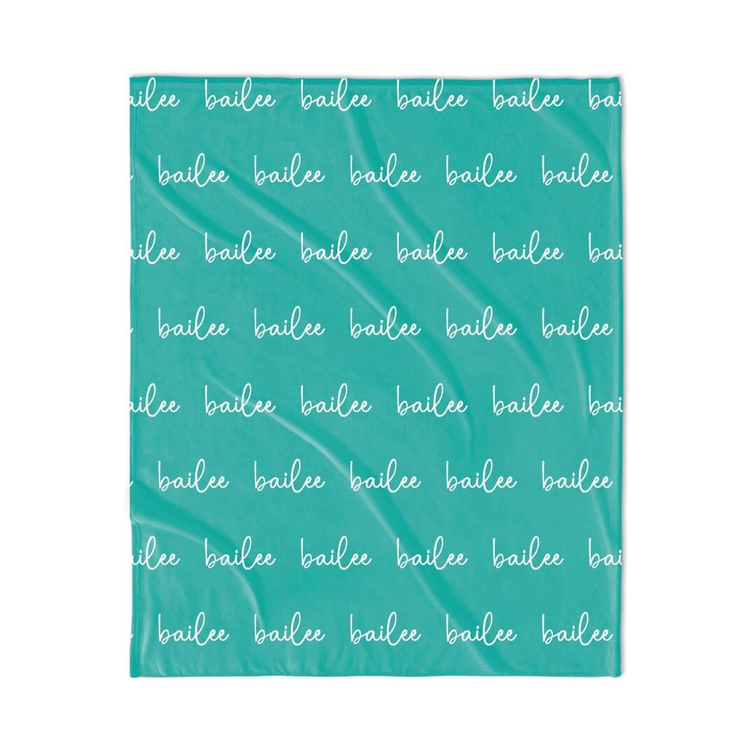 PERSONALIZED NAME BLANKET - SCRIPT - TEAL