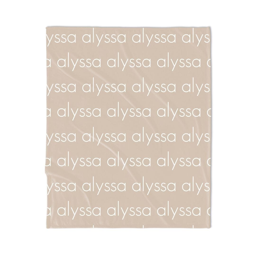 PERSONALIZED NAME BLANKET - LIGHT FONT - TAN
