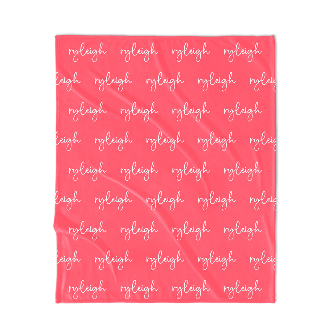 PERSONALIZED NAME BLANKET - SCRIPT - CORAL