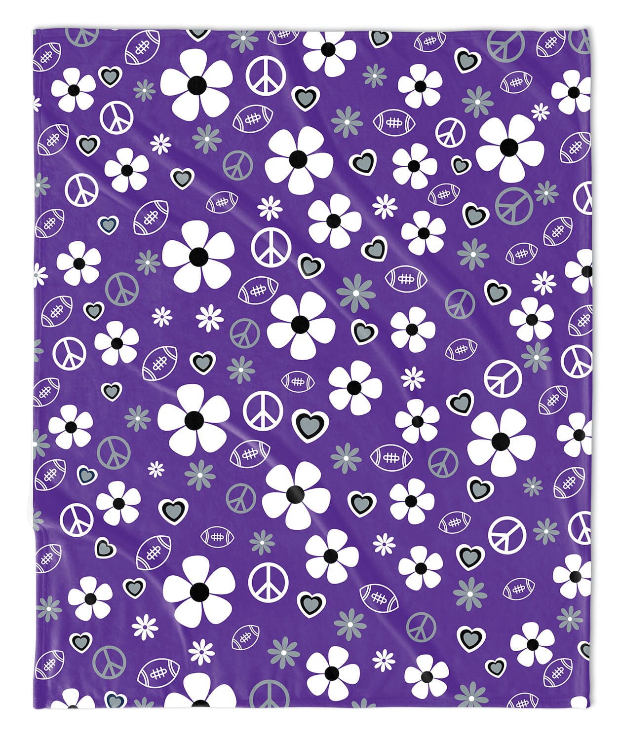 PURPLE FLOWER POWER FOOTBALL BLANKET