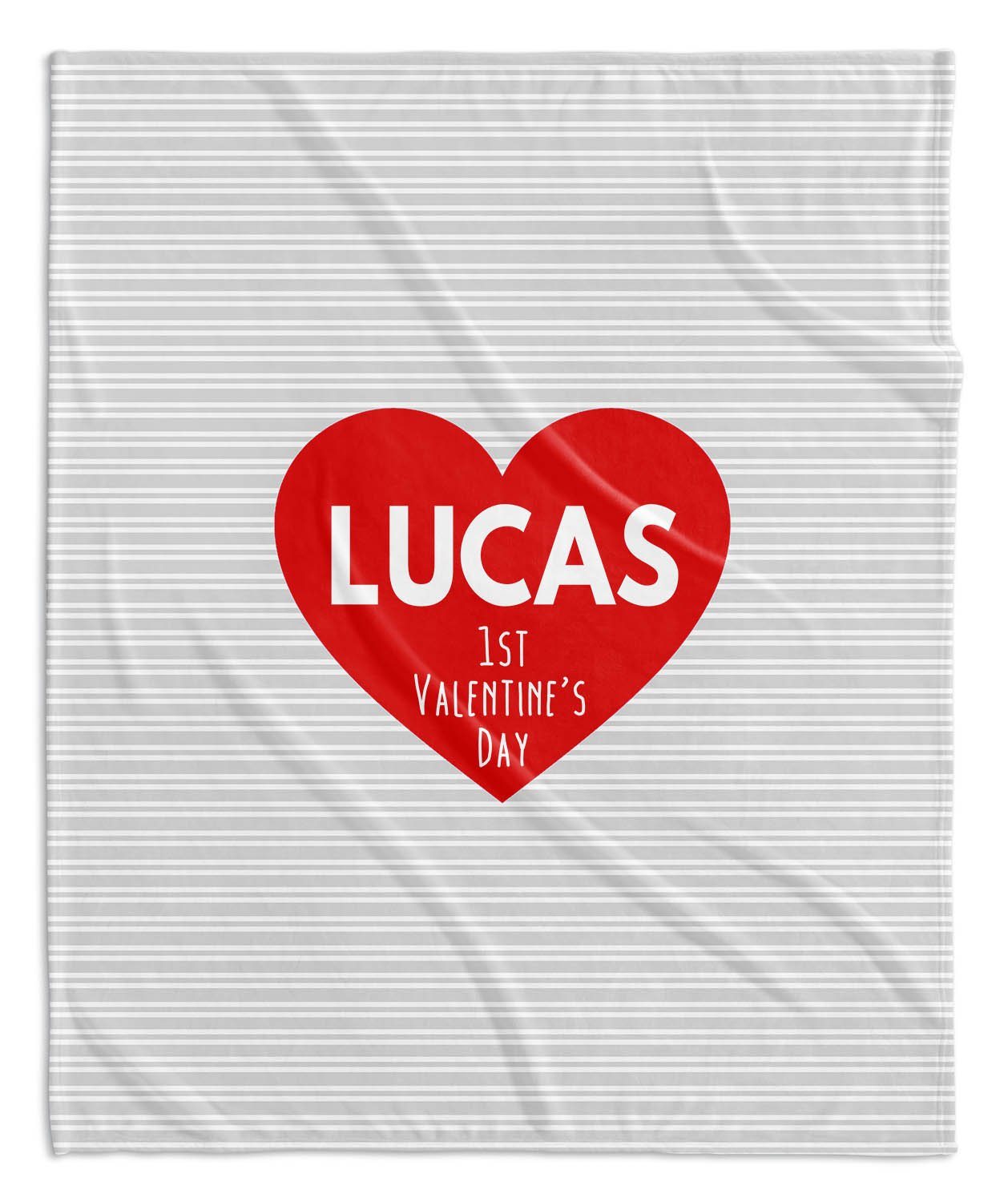 STRIPED MY FIRST VALENTINE'S DAY BLANKET (GRAY OR PINK)