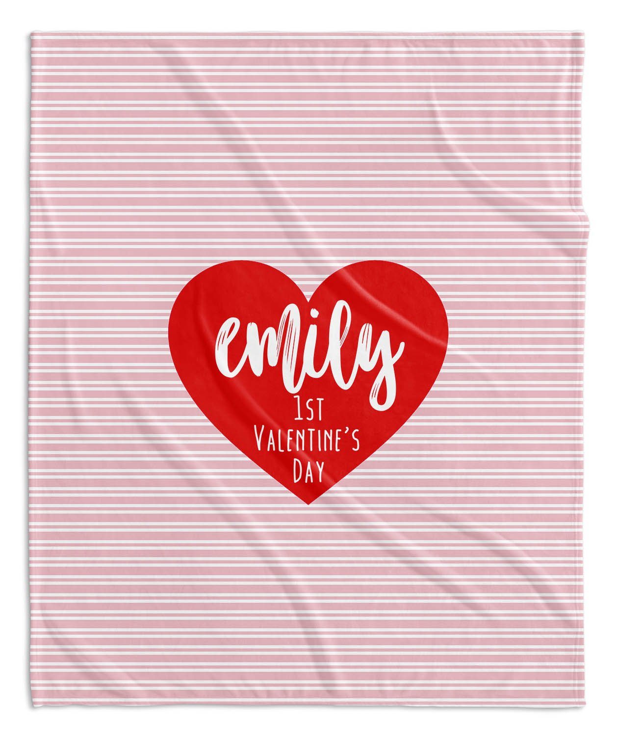 STRIPED MY FIRST VALENTINE'S DAY BLANKET (GRAY OR PINK)