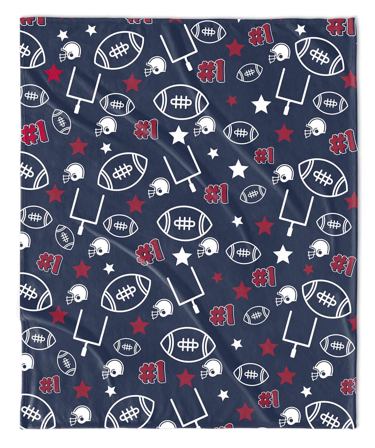 NAVY & RED TOUCHDOWN FOOTBALL BLANKET