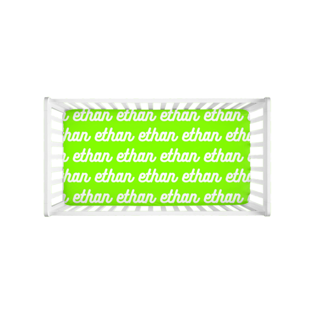 PERSONALIZED MODERN REPEAT CRIB SHEET - RETRO CURSIVE