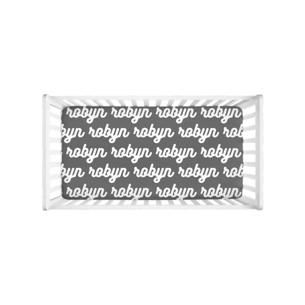 PERSONALIZED MODERN REPEAT CRIB SHEET - RETRO CURSIVE