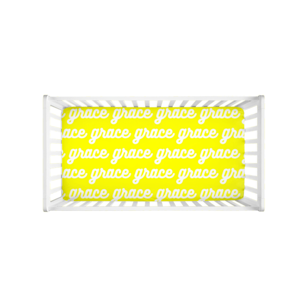 PERSONALIZED MODERN REPEAT CRIB SHEET - RETRO CURSIVE
