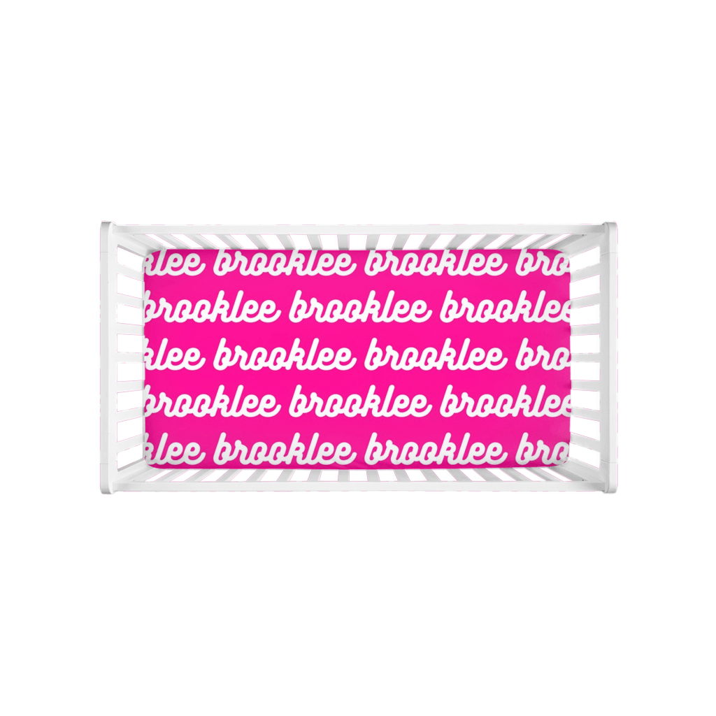 PERSONALIZED MODERN REPEAT CRIB SHEET - RETRO CURSIVE