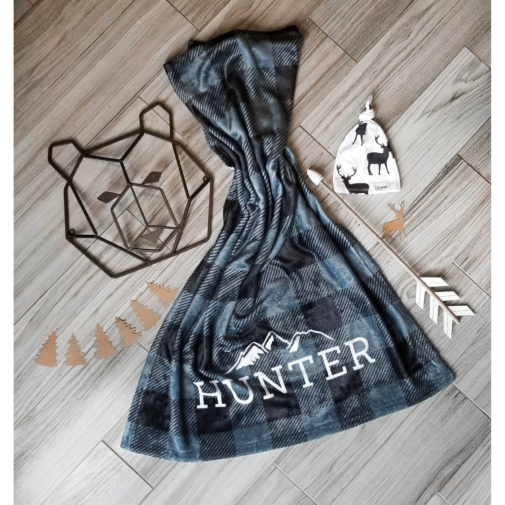 ADVENTURE MOUNTAINS MODERN PERSONALIZED NAME BLANKET