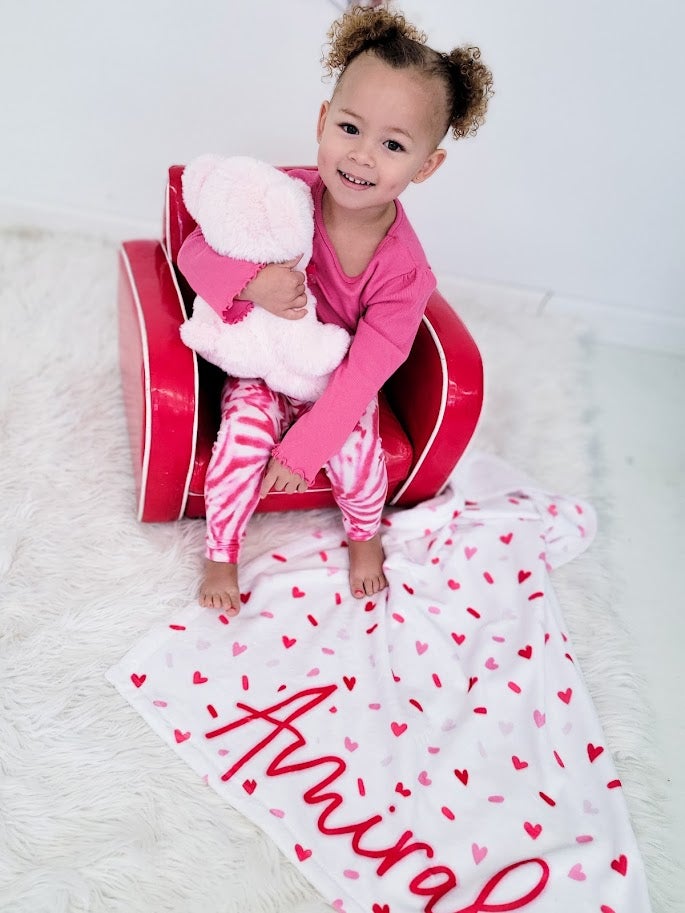 SPRINKLE HEARTS- PERSONALIZED BLANKET