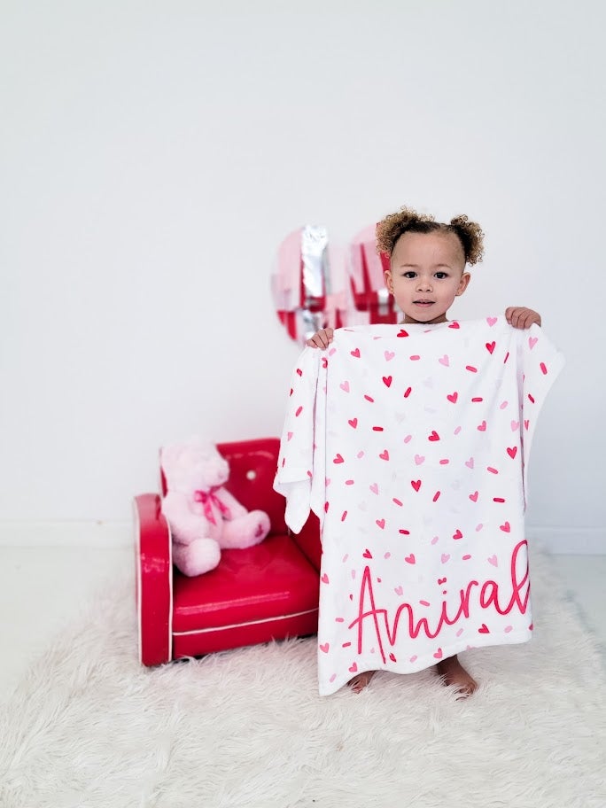 SPRINKLE HEARTS- PERSONALIZED BLANKET