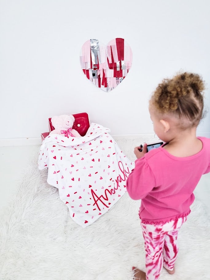 SPRINKLE HEARTS- PERSONALIZED BLANKET
