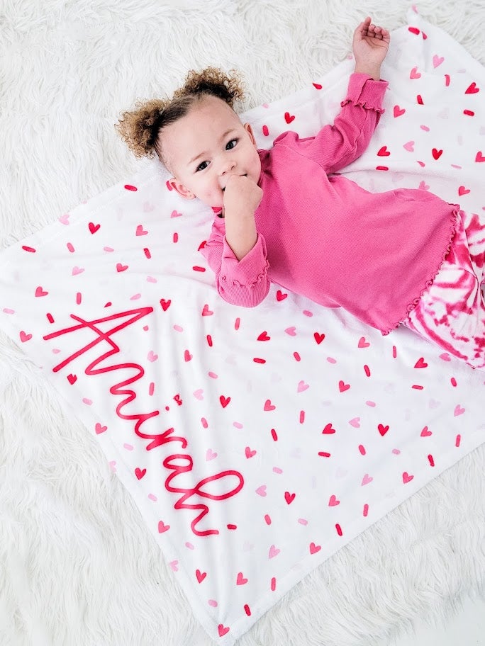 SPRINKLE HEARTS- PERSONALIZED BLANKET