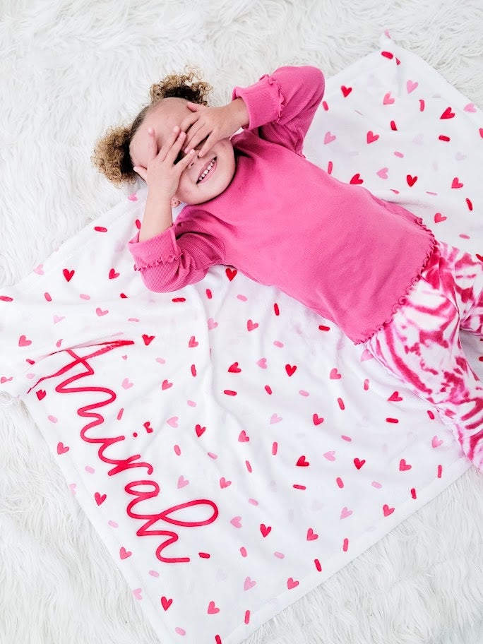 SPRINKLE HEARTS- PERSONALIZED BLANKET