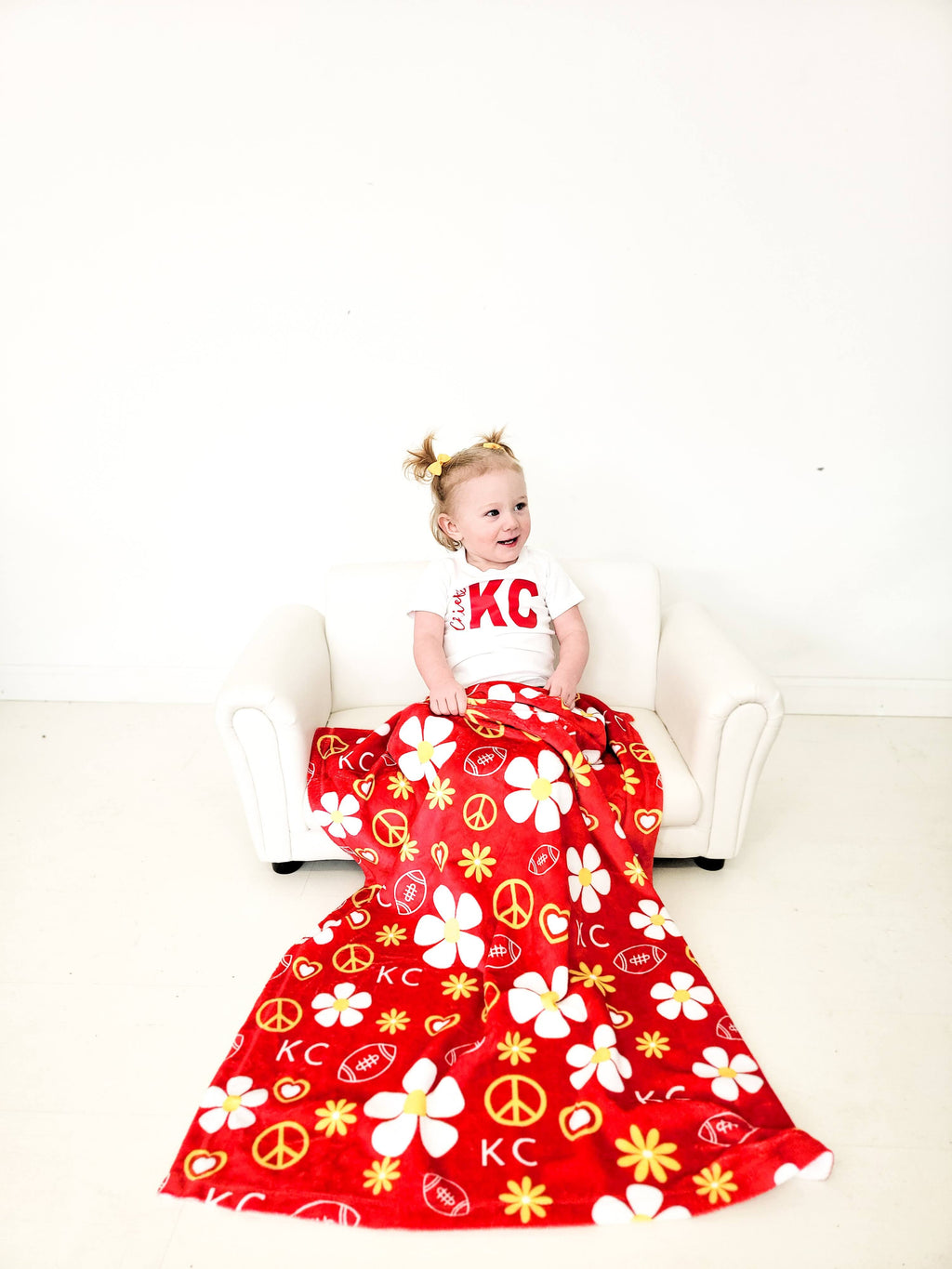 Kansas City Flower Power Football Blanket