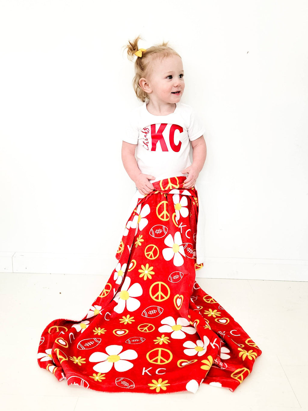 Kansas City Flower Power Football Blanket