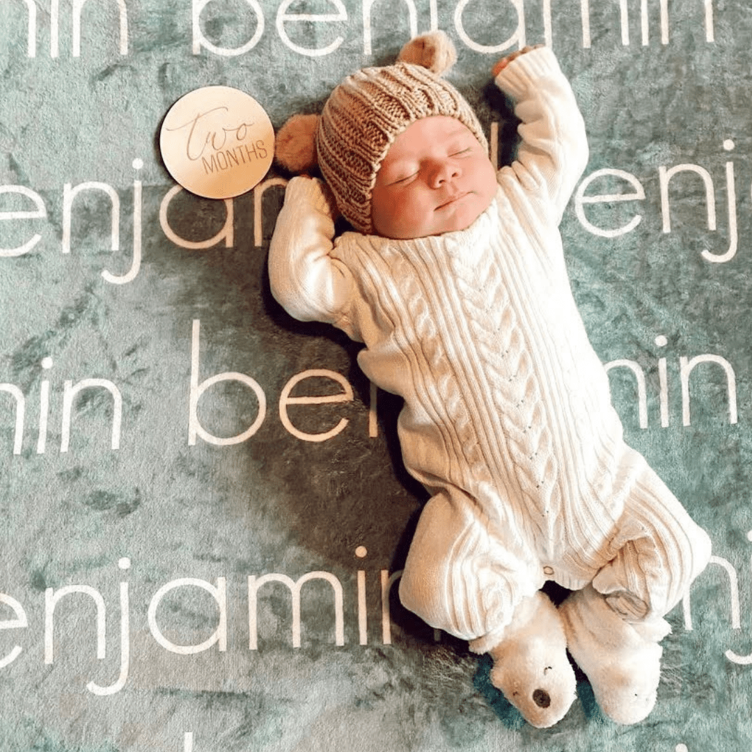 PERSONALIZED NAME BLANKET - LIGHT FONT - SAGE