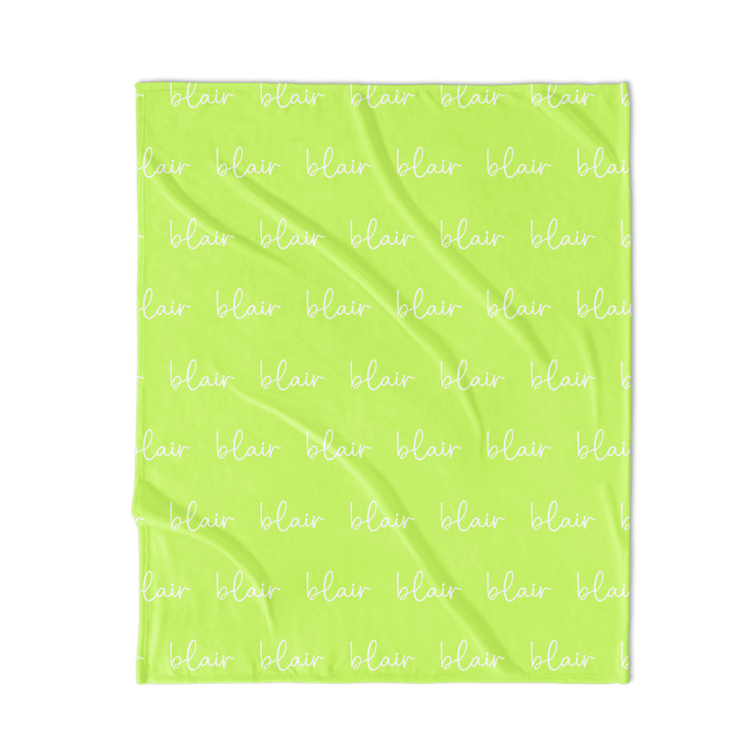 PERSONALIZED NAME BLANKET - SCRIPT FONT - TROPICAL CITRON