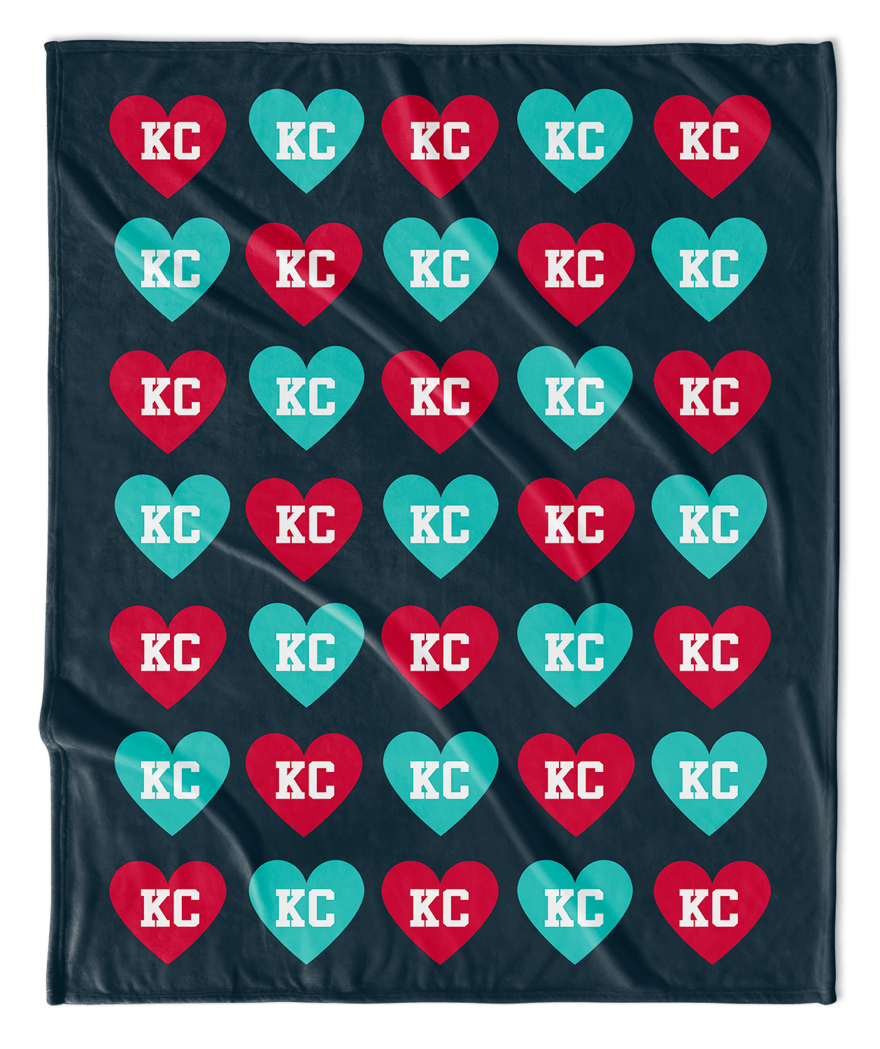 Teal & Red KC Hearts Blanket