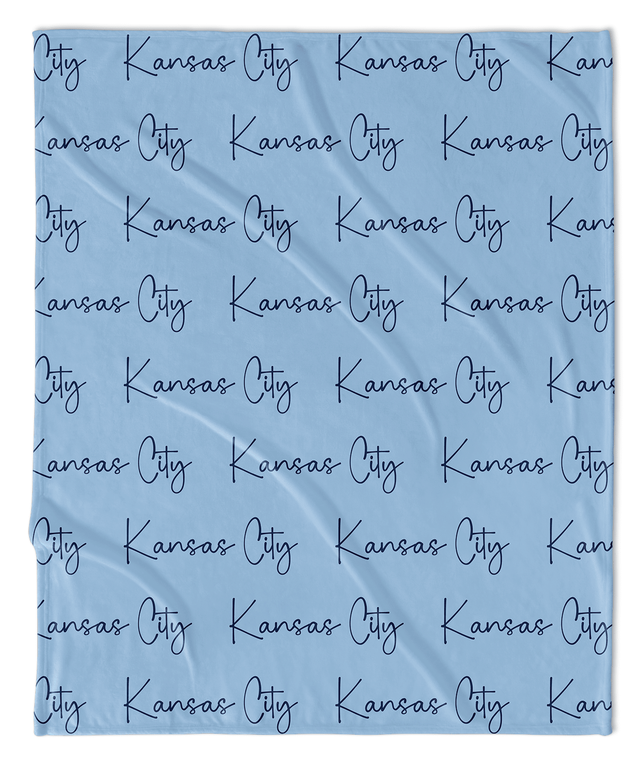 Blue Cursive Kansas City Vertical Repeat Blanket