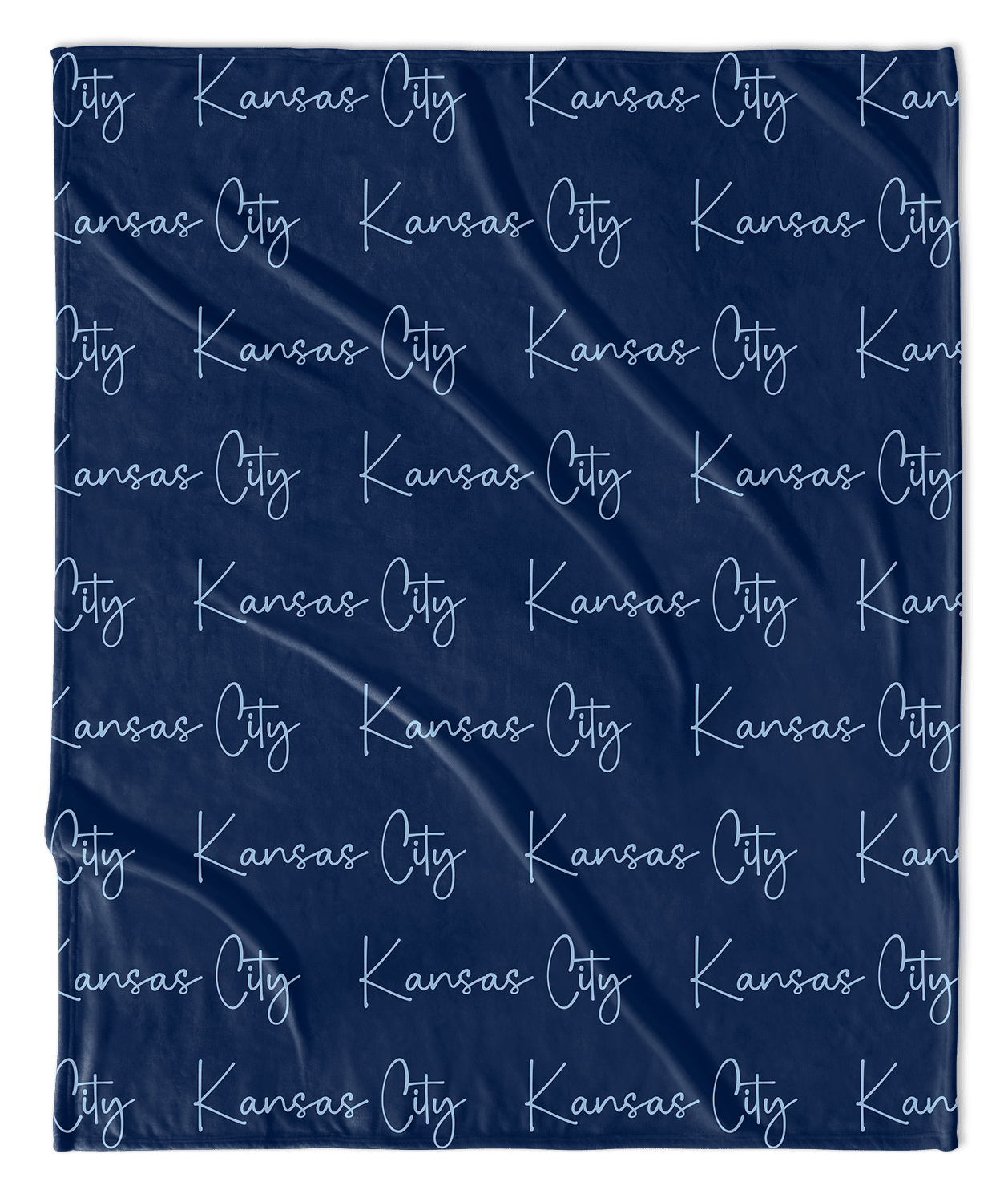 Blue Cursive Kansas City Vertical Repeat Blanket