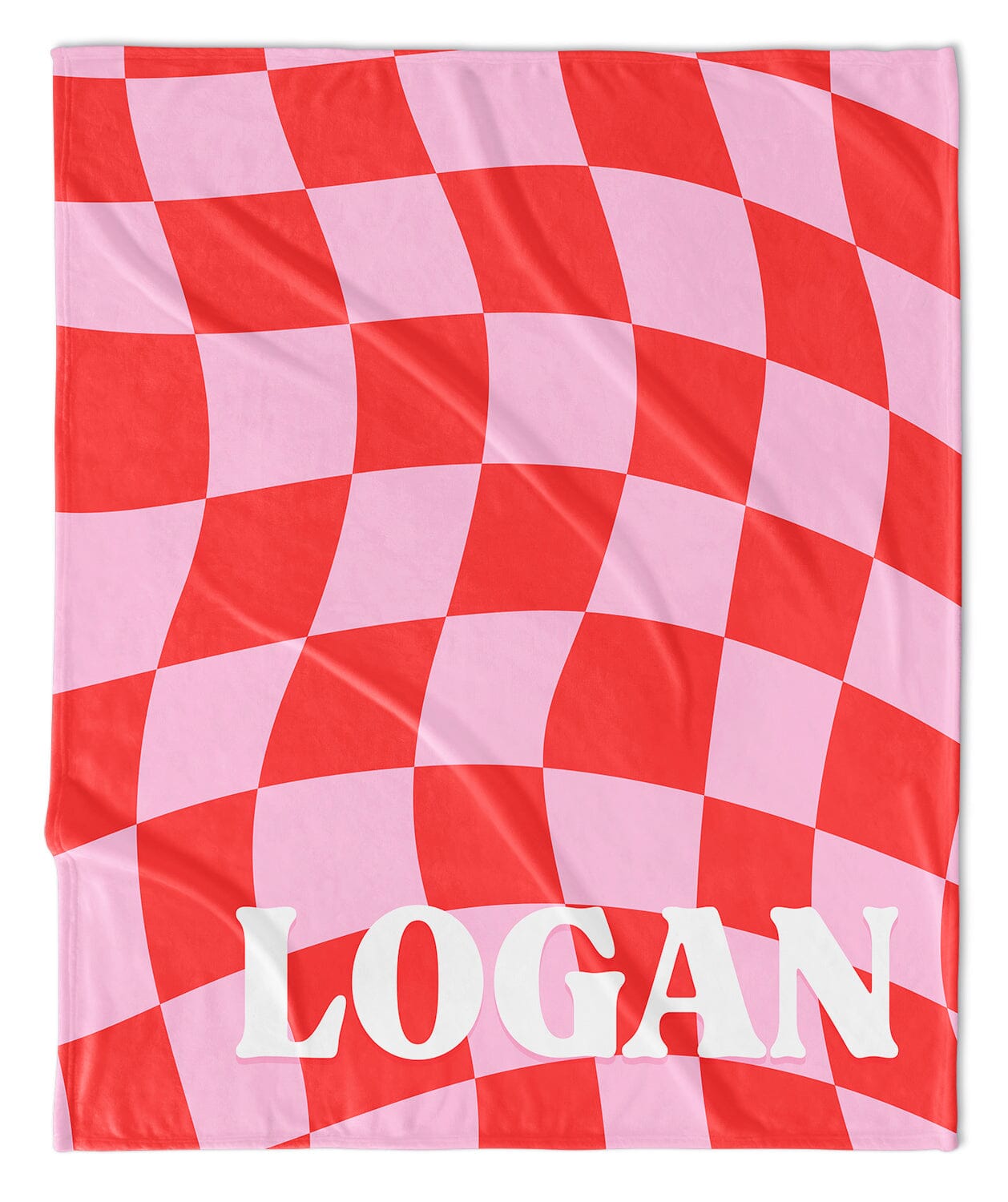 WAVY CHECKERBOARD MODERN PERSONALIZED BLANKET