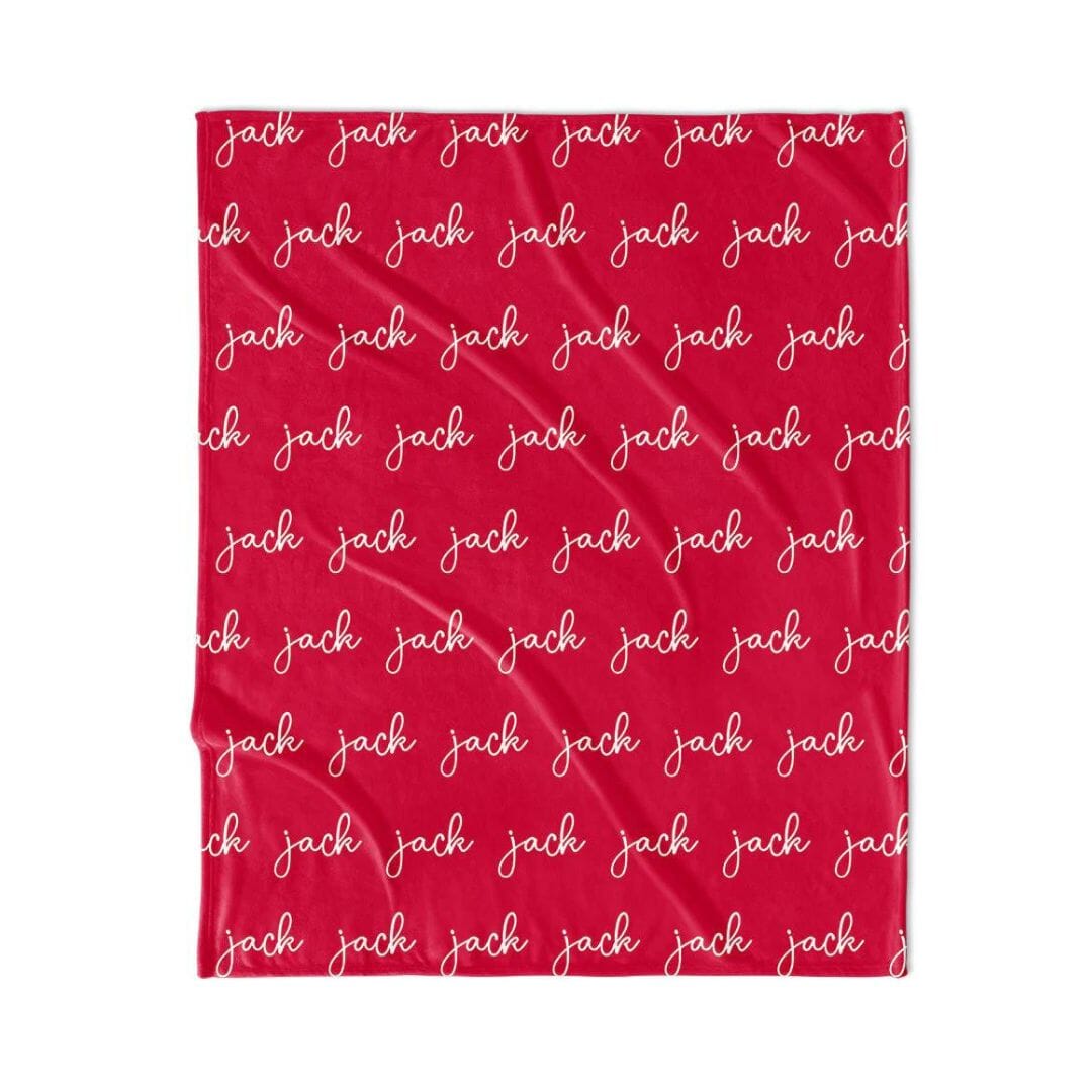 PERSONALIZED NAME BLANKET - SCRIPT - RED