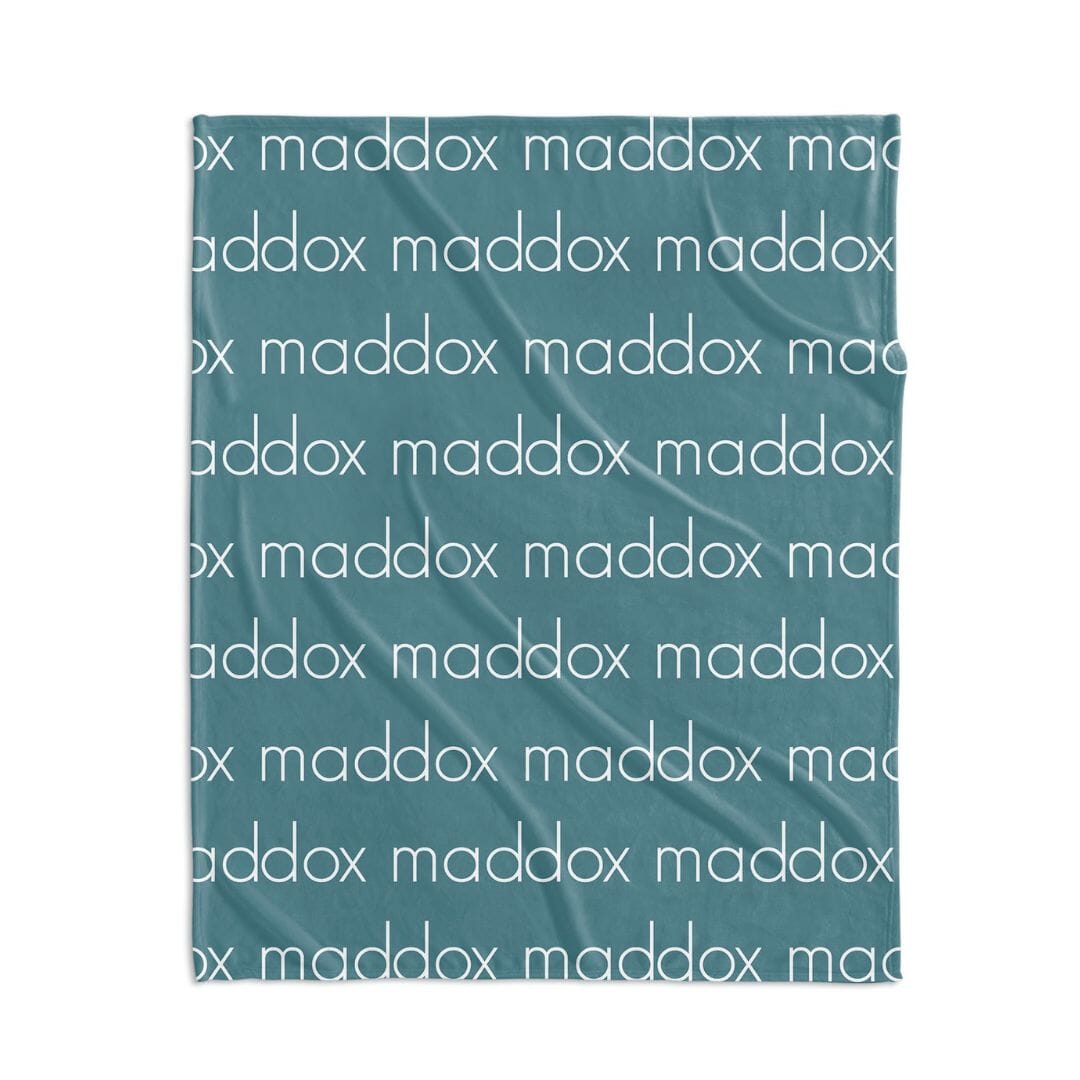 PERSONALIZED NAME BLANKET - LIGHT FONT - STONE TEAL