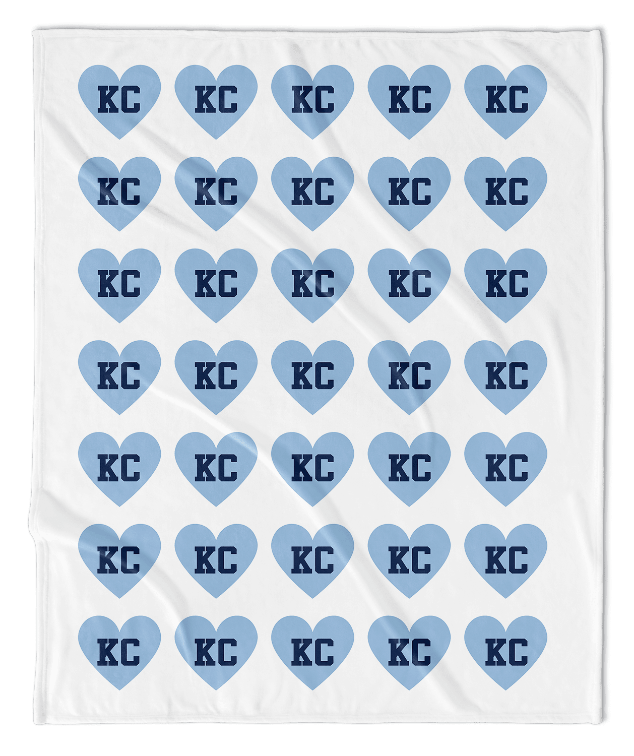 Blue & White KC Hearts Blanket