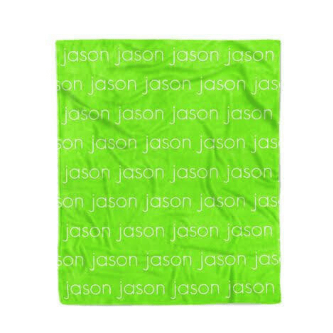 PERSONALIZED NAME BLANKET - LIGHT FONT - LIME GREEN