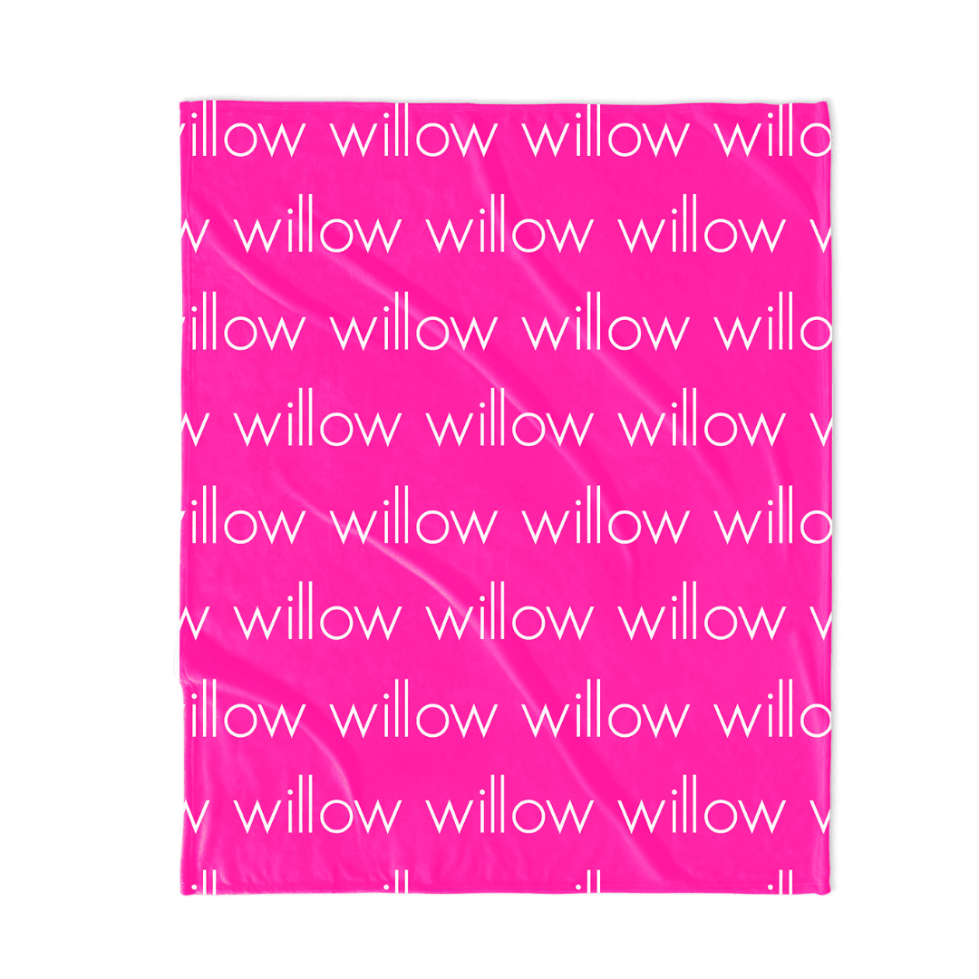 PERSONALIZED NAME BLANKET - LIGHT FONT - PINK