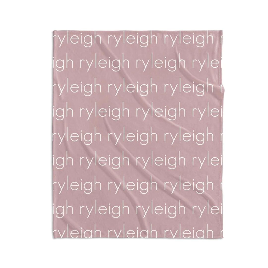 PERSONALIZED NAME BLANKET - LIGHT FONT - BLUSH