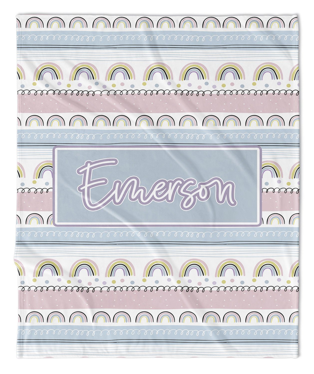 ROWS OF RAINBOWS MODERN PERSONALIZED NAME BLANKET