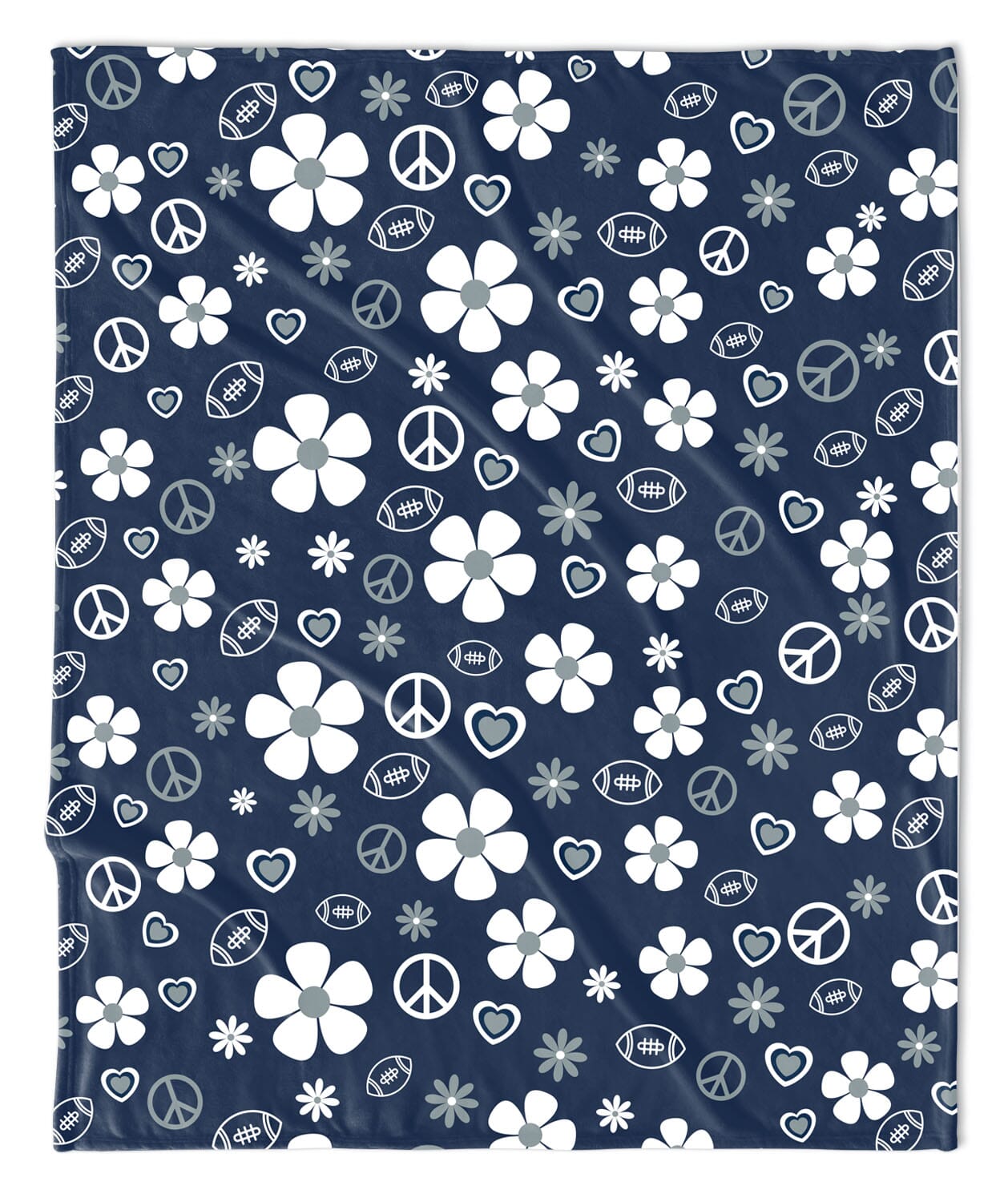 NAVY FLOWER POWER FOOTBALL BLANKET