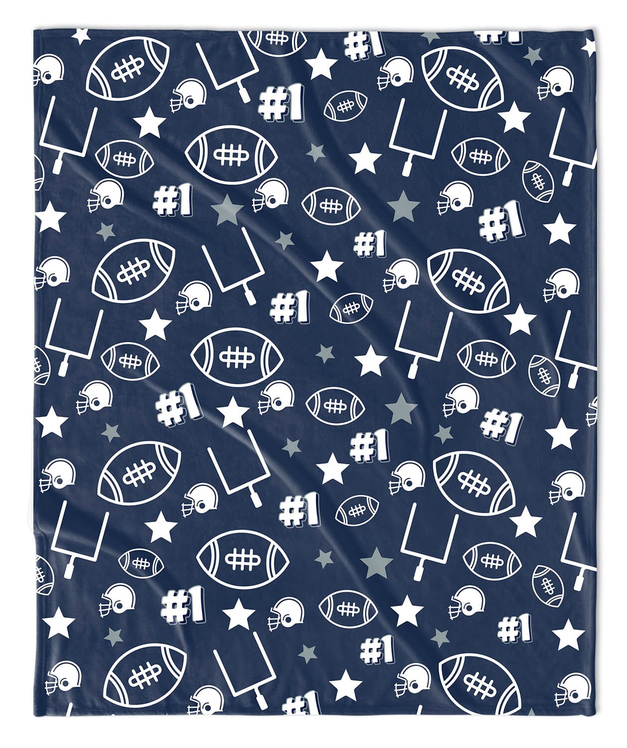 NAVY BLUE TOUCHDOWN FOOTBALL BLANKET