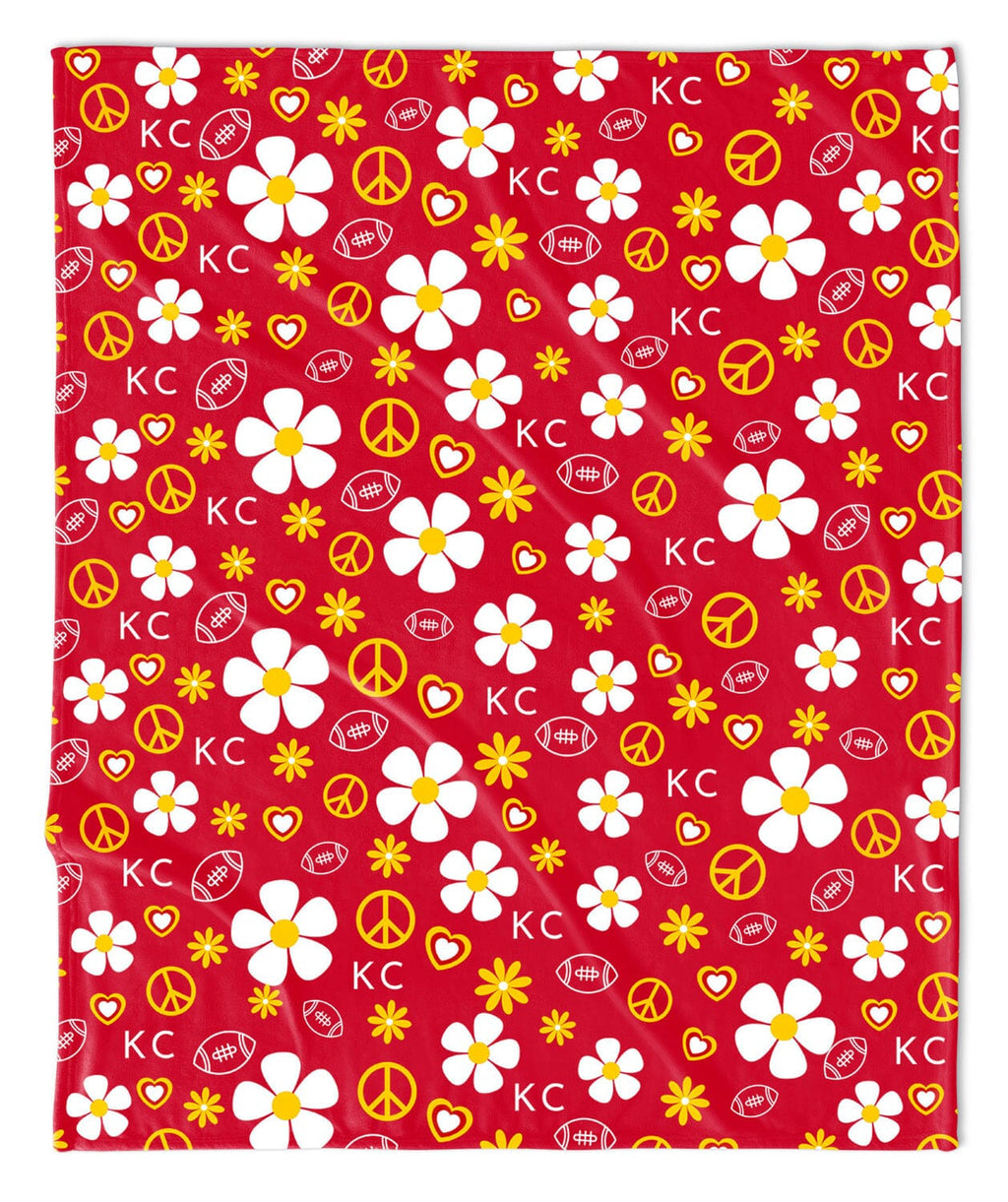 Kansas City Flower Power Football Blanket