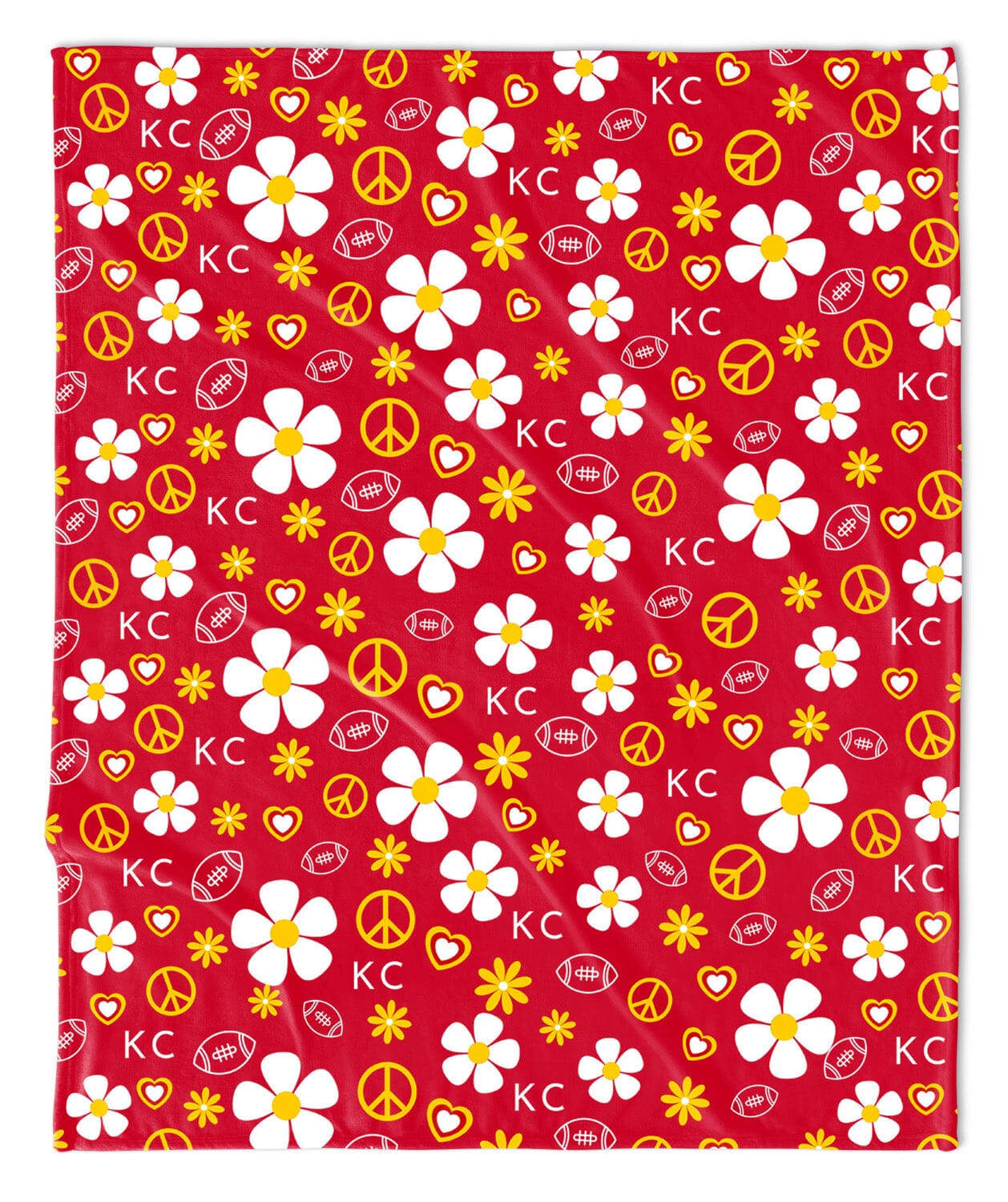 Kansas City Flower Power Football Blanket