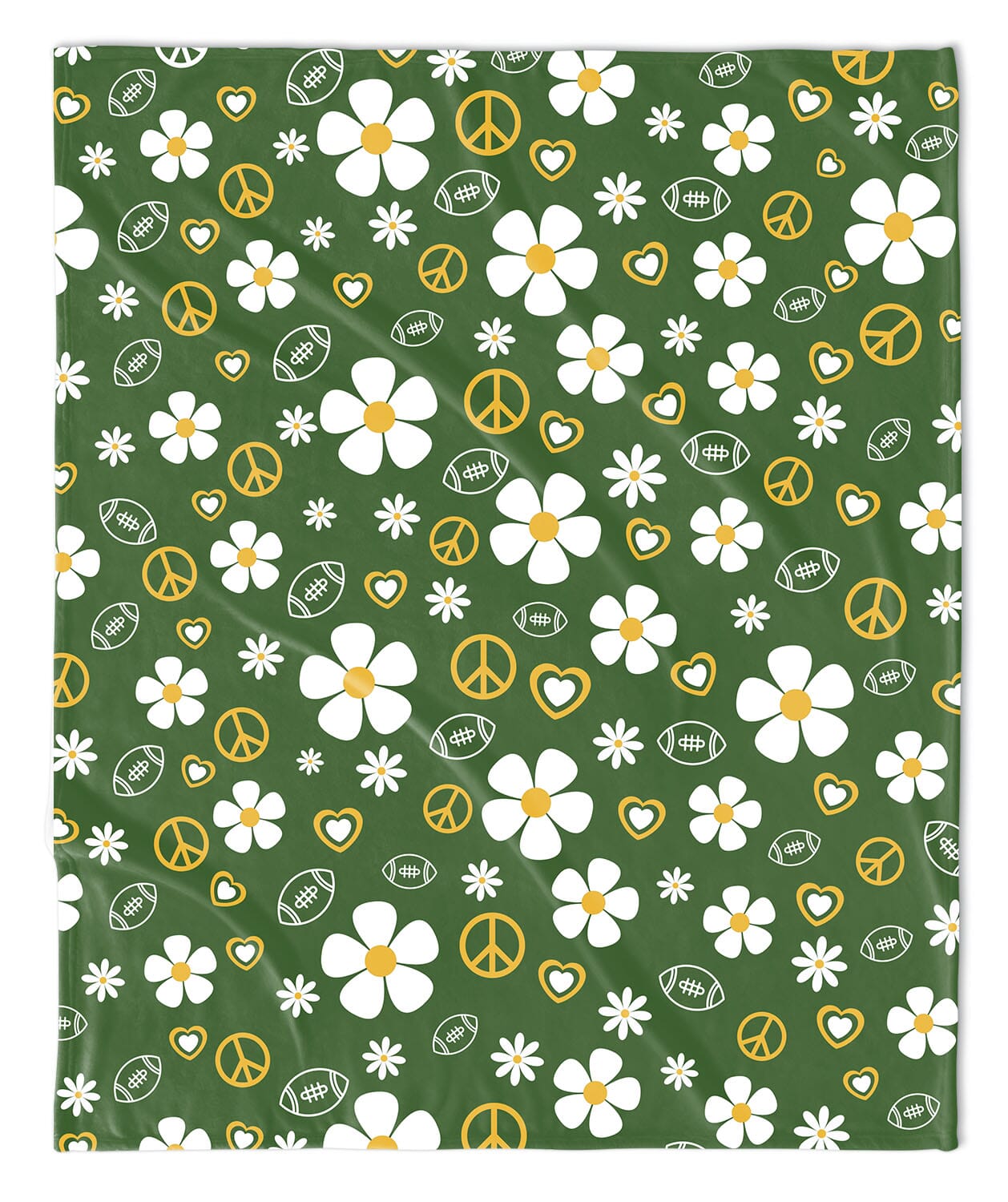 GREEN & YELLOW FLOWER POWER FOOTBALL BLANKET
